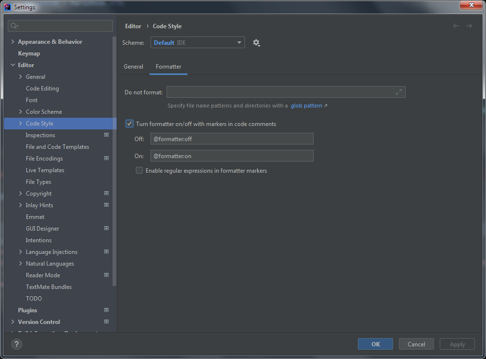 如何抑制 Intellij 中選定代碼的重新格式化？