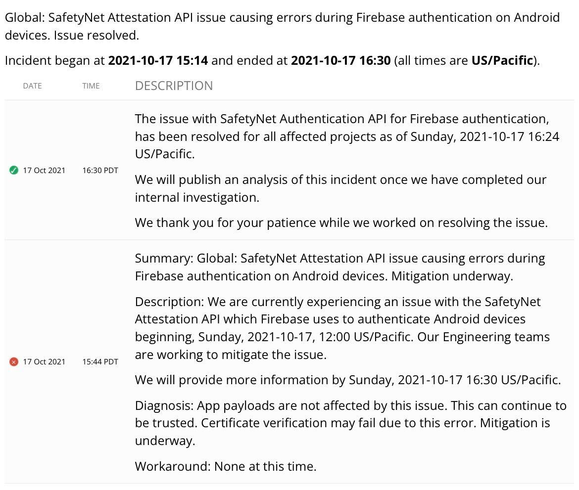 Firebase 電話身份驗證在已投入生產的應用程式上失敗，狀態代碼為 17028