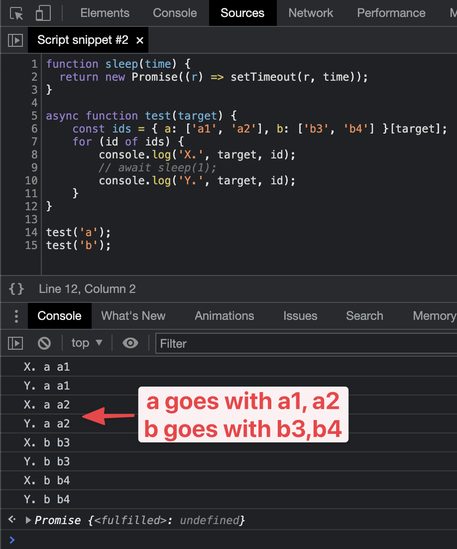 在 async 函式內的 for 回圈中等待給出奇怪的結果