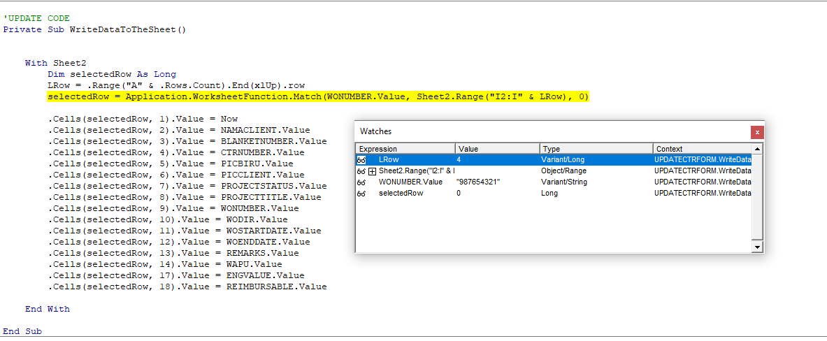 運行時 1004 Application.WorksheetFunction.Match 無法獲取作業的匹配屬性