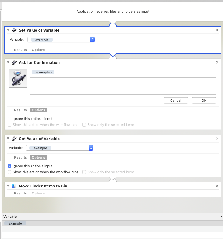 在 Automator 中同時參考原始檔案和轉換后的檔案