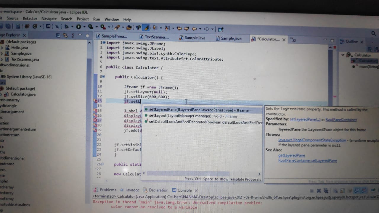 Java Frame setSize,setLocation 不起作用