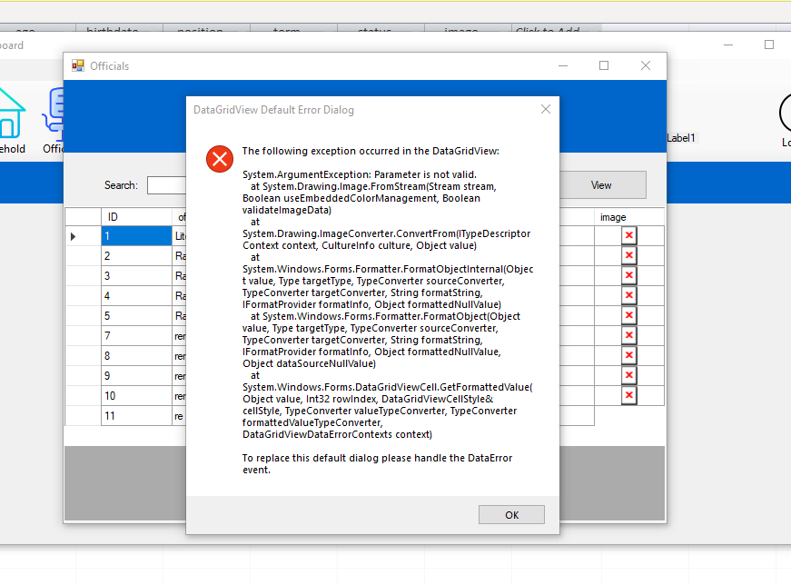 轉換 Access OLE 物件影像以在 Datagridview vb.net 中顯示