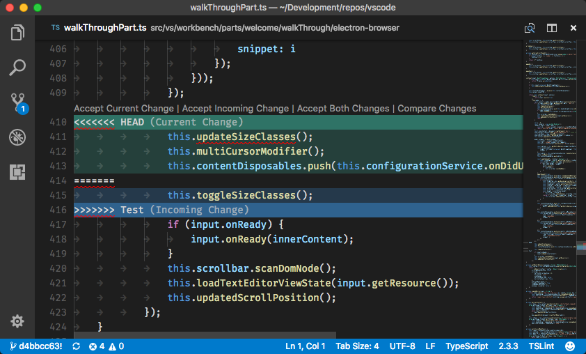 Visual Studio Code:并排審核合并更改,而不是自上而下