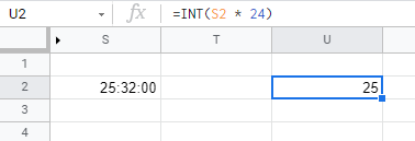 在 Google 表格中，我如何計算持續時間超過 24 小時的（每小時價值）？