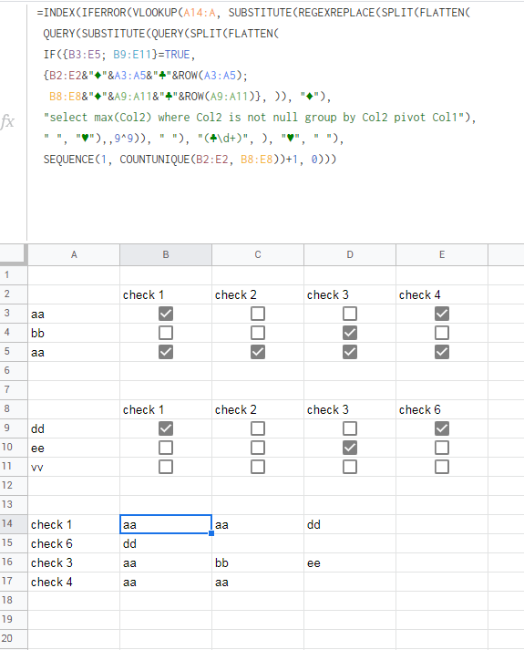 來自多個作業表的 Google Sheets 復雜陣列