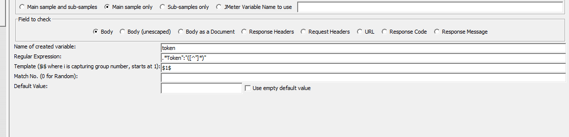 JMeter - RegEx Extractor 似乎是正確的,但請求標頭有 ${token} 而不是值