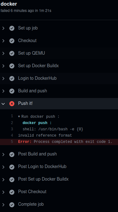 Docker 使用 github 構建和推送：無效的參考格式