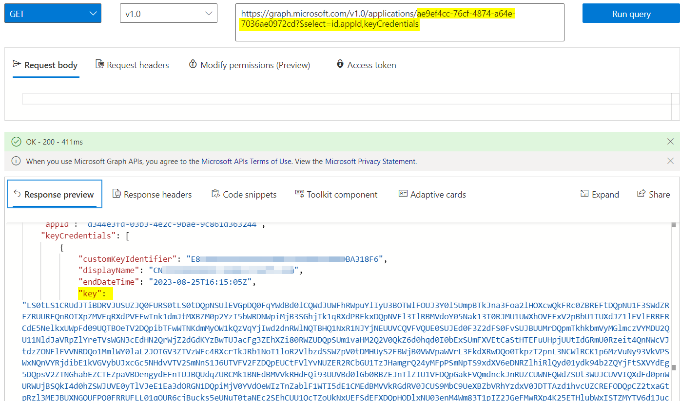 從 azure rest api 上傳證書失敗