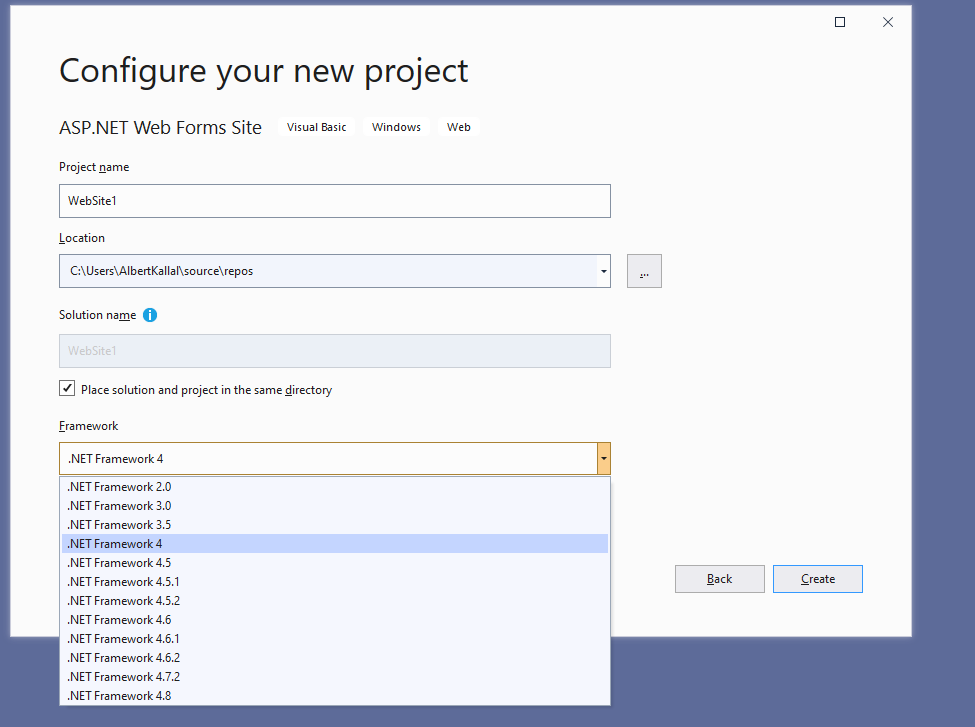 是否可以使用 dotnet new 創建一個 ASP.NET Web Application Empty .Net Framework 4.7.2 專案？