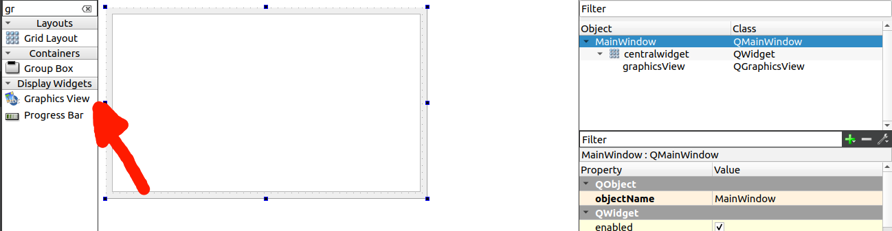 如何將 QGraphicView 提升為 .ui 檔案中的自定義小部件？