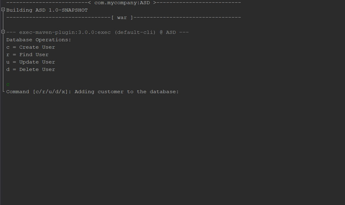 Console output