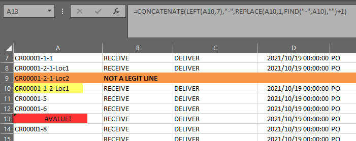 用于唯一編號的 Excel FIND 和 REPLACE 函式