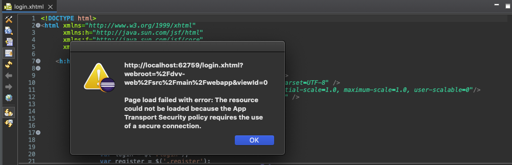 Eclipse IDE：無法加載資源，因為應用傳輸安全策略要求使用安全連接