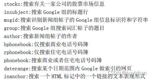 其余不常用的關鍵字搜索