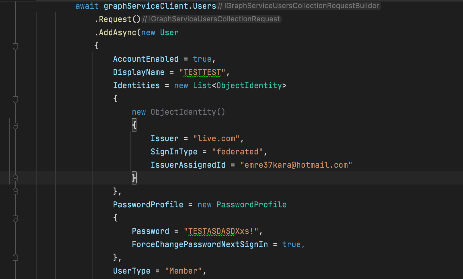 Microsoft Graph Api 使用 Microsoft 帳戶創建用戶，
