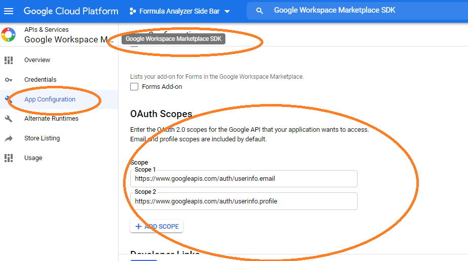 正確設定 Google Sheets 插件的 OAuth 范圍