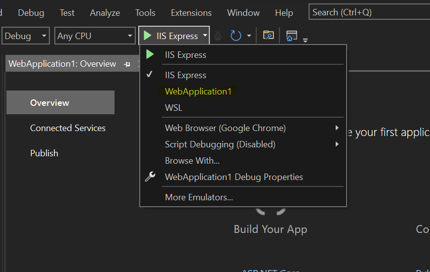 如何在visual studio上運行asp.net core mvc專案？