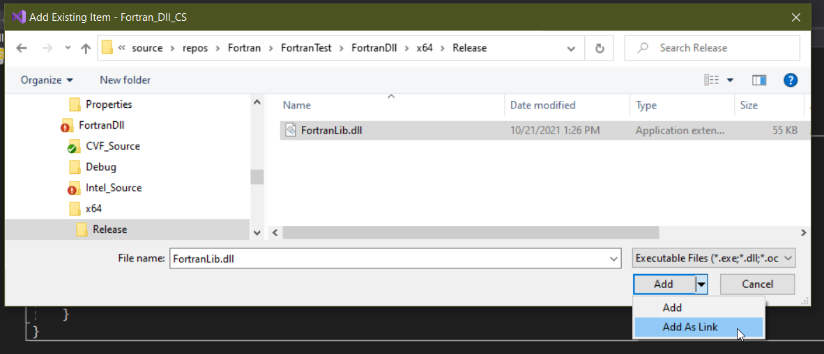 在 VS2019 中使用 iFort 從 C# 呼叫 Fortran