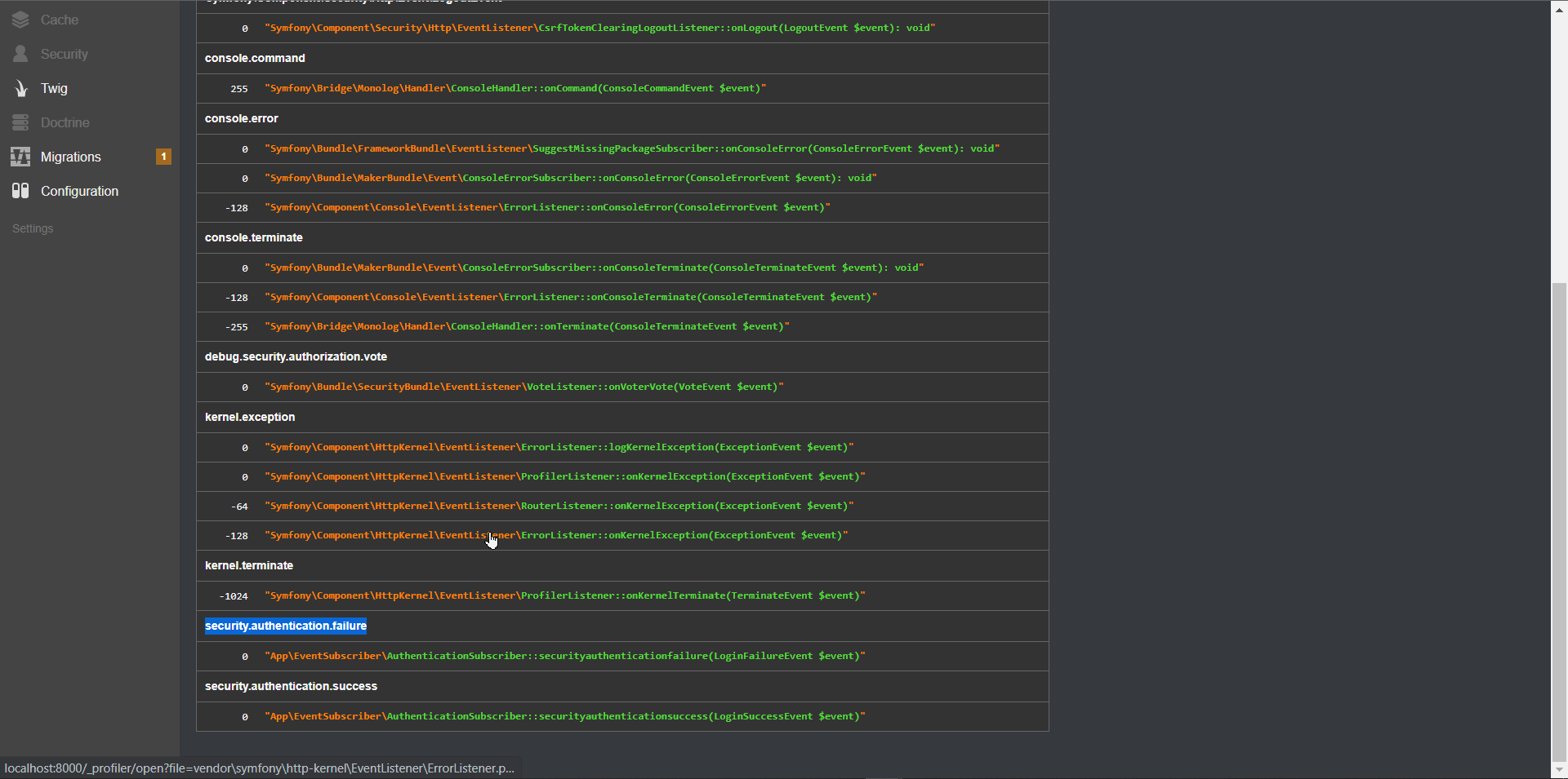 symfony 5.3 中未呼叫訂閱者