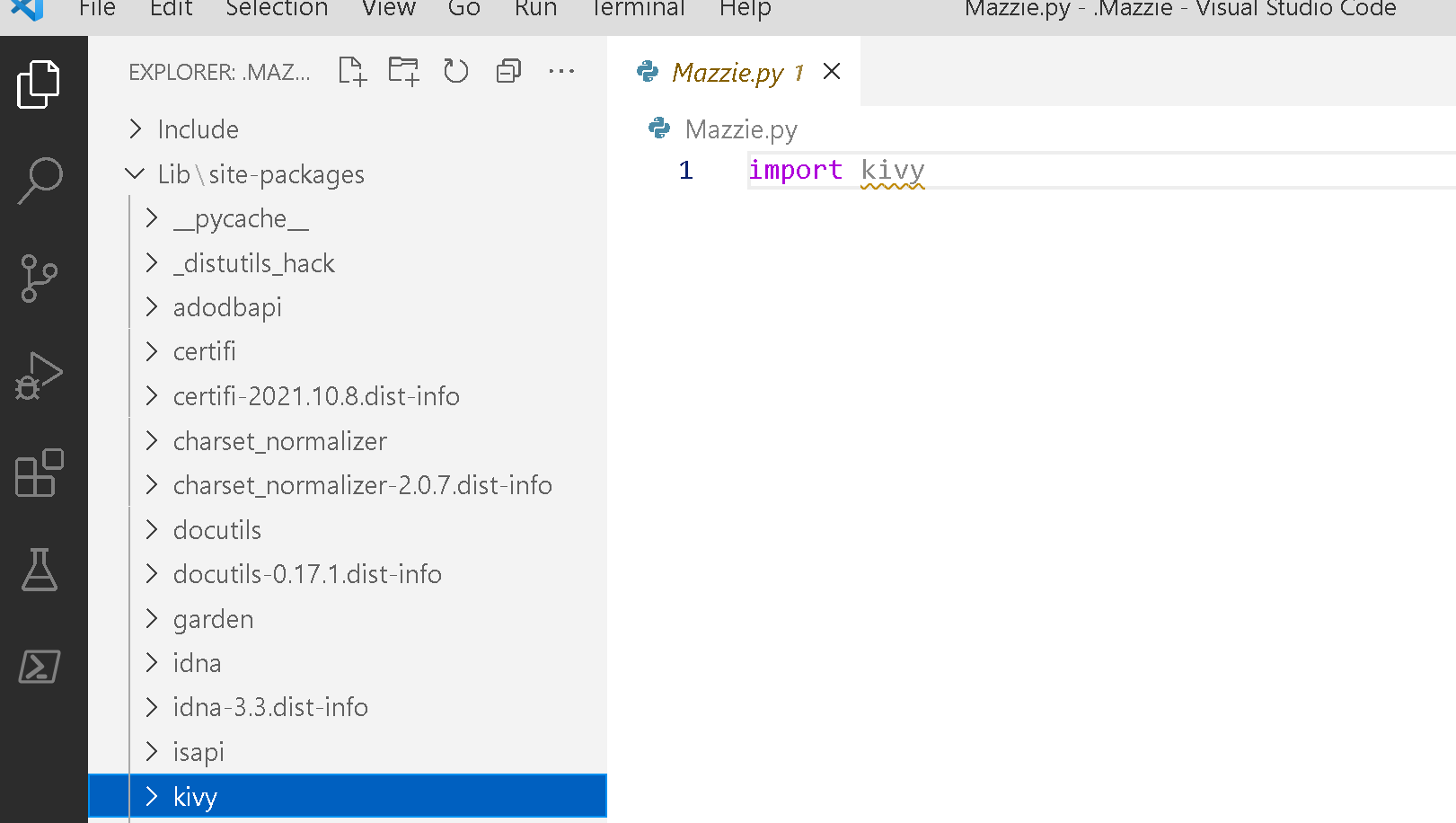如何在 VS Code 中匯入 kivy？