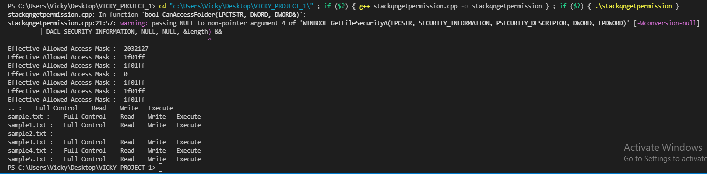 使用 C   和 api 在 Windows 中獲取檔案權限的確切方法