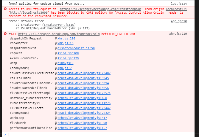 從 React 應用程式呼叫 heroku API，錯誤 200
