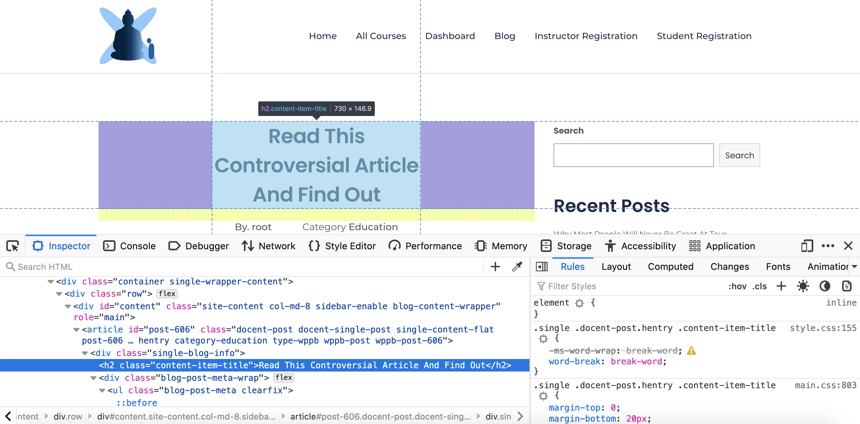 WordPress Docent 主題如何左對齊 h2 博客標題