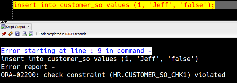 在 SQL Developer 中更改資料庫中的表引發錯誤
