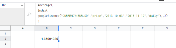 如何在 Google Sheets Finance 中找到過去兩個特定日期之間的平均價格