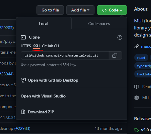 這些天github中repos的ssh URL在哪里？