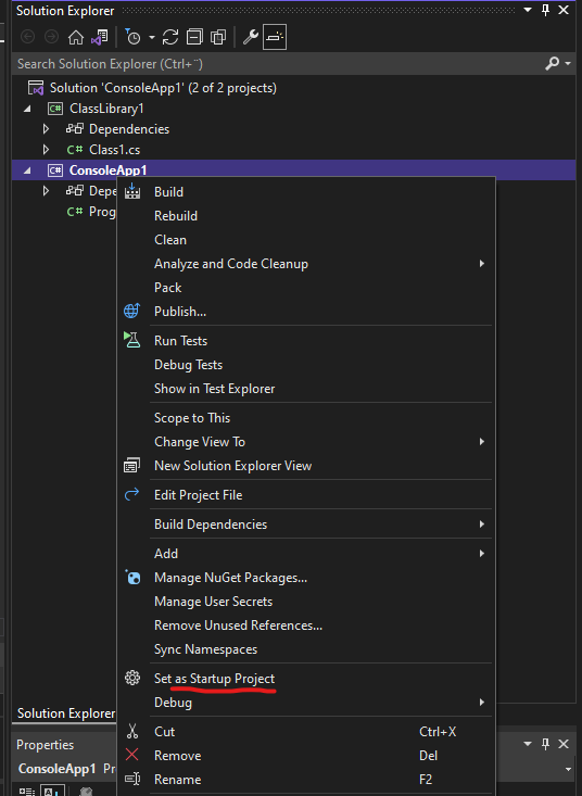 Visual Studio 2021“無法直接啟動輸出型別為類別庫的專案”