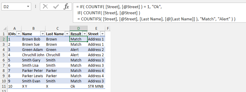 Excel 查找一列中的匹配值并將另一列中的值相互比較
