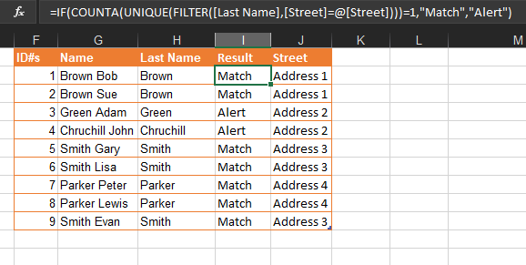 Excel 查找一列中的匹配值并將另一列中的值相互比較