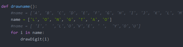 想畫自己名字字母的,在name 里面添加名字字母的字符就行