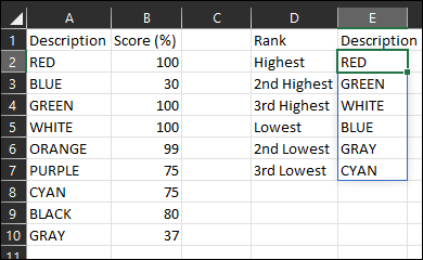 Excel 索引匹配 - 最大、第二大、第三大無重復匹配