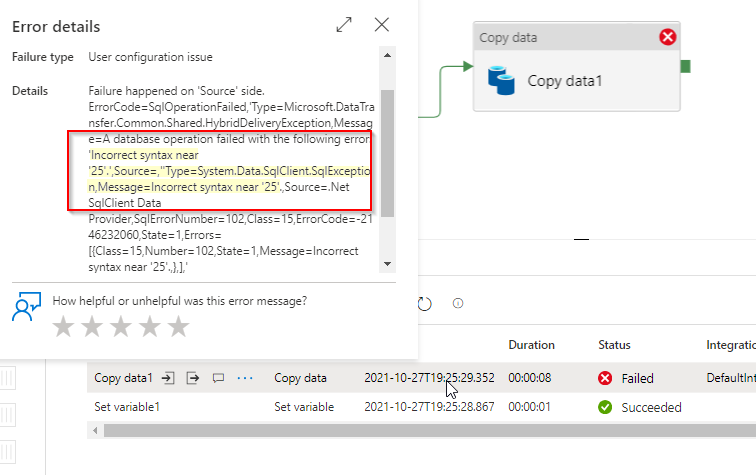 如何將 azure 資料工廠字串型別變數轉換為日期時間格式