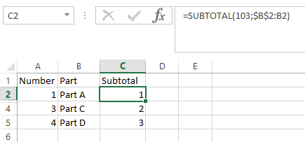 通過隱藏行的動態數字串列