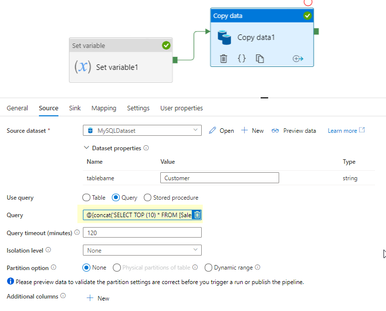 如何將 azure 資料工廠字串型別變數轉換為日期時間格式