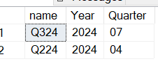 使用 Year 和 Quarter 列列出一個季度內的所有月份