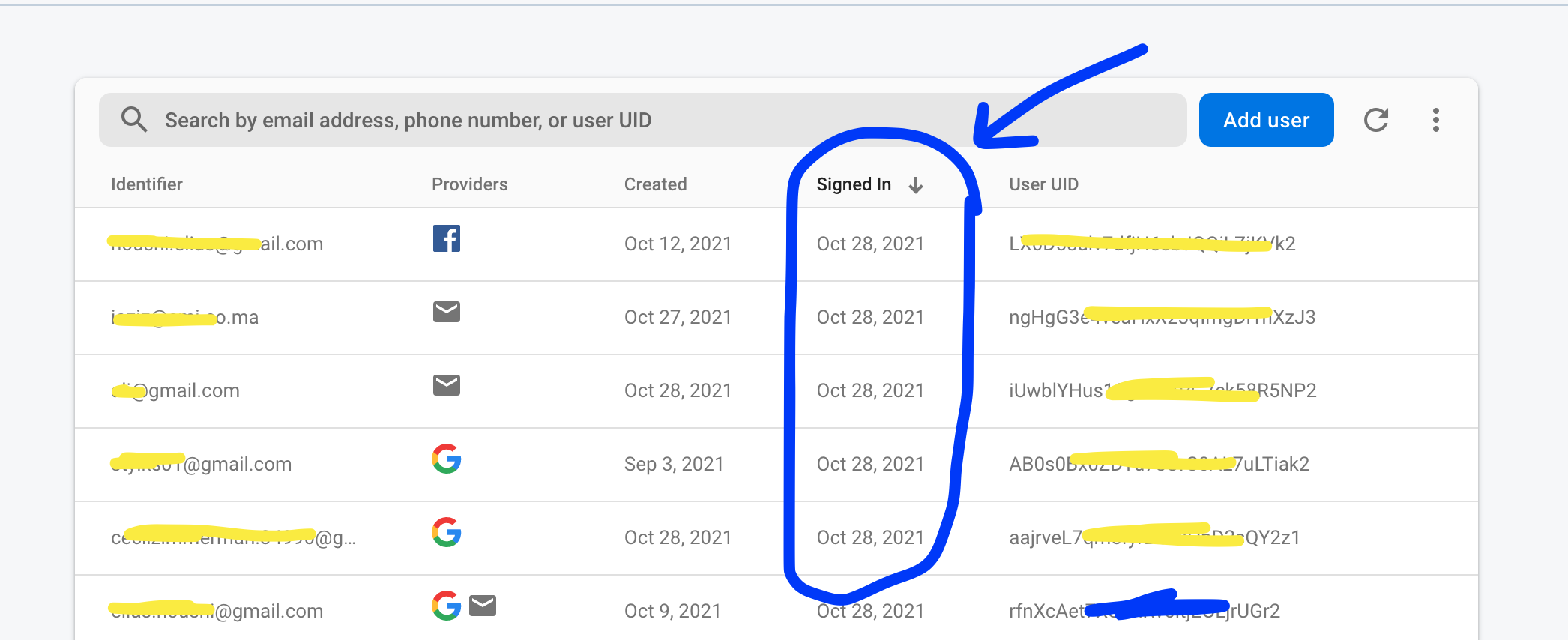 有沒有辦法使用用戶 UID 在 Firebase Auth 上獲取 lastSignInTime？