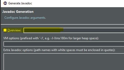 Java Doc -overview 選項（使用 Eclipse）