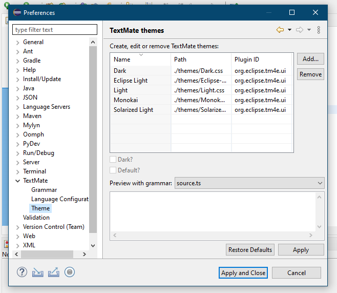 Eclipse TextMate 主題選單有什么作用？
