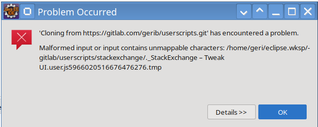 Eclipse GitLab 克隆問題“格式錯誤的輸入或無法映射的字符”