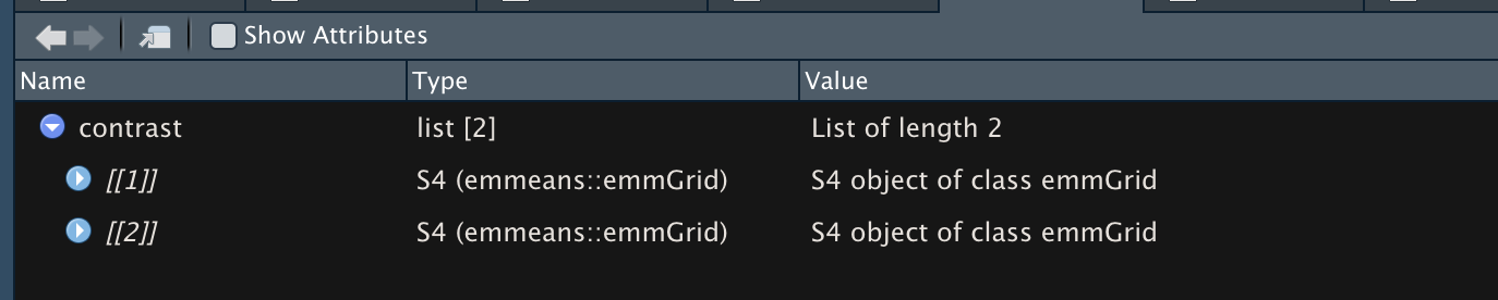 從資料框轉換串列（emmGrid 類）