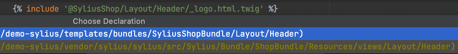 在 PhpStorm 中導航 Sylius 主題模板