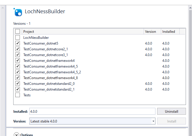 Visual Studio NugetPackageManager 界面中“Version”列的意義是什么?(與“已安裝”列不同)