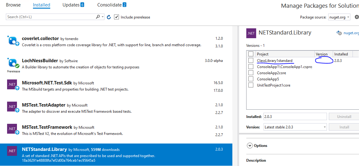 為什么 Visual Studio NugetPackageManager 中的“版本”列在 .NET Framework 專案中顯示為空白?