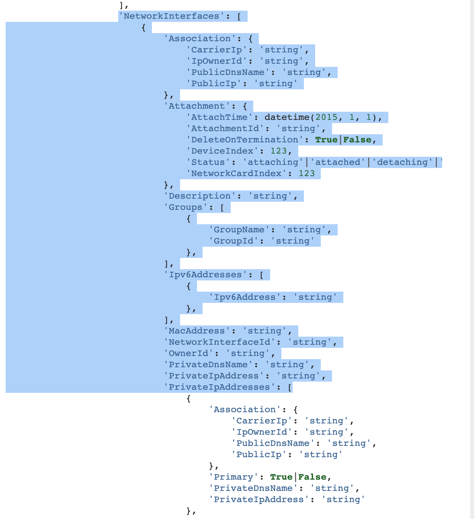 遍歷 describe_instances() 以列印鍵和值 boto3