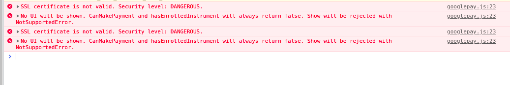 Google Pay 集成 Pay.js SSL 證書錯誤